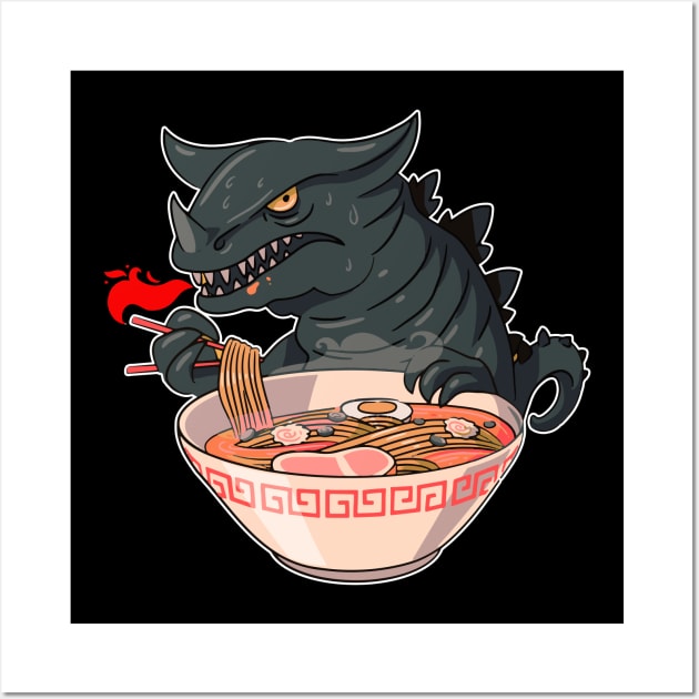 Kawaii Japanese Anime Soup Bowl Otaku Japan Fan Dragon Ramen Wall Art by jodotodesign